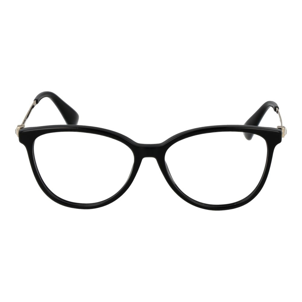 Eyeglasses Frames by Max Mara for women in acetate and black showcases a refined silhouette, detailed with a black coloured frame finish and a sophisticated full-frame frame design.