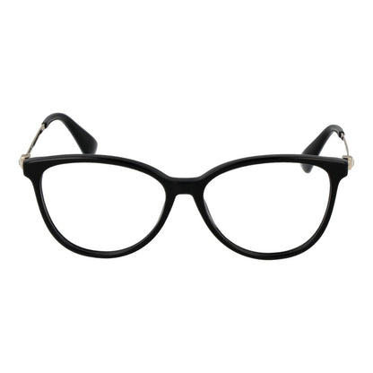 Eyeglasses Frames by Max Mara for women in acetate and black showcases a refined silhouette, detailed with a black coloured frame finish and a sophisticated full-frame frame design.