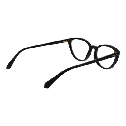 Eyeglasses Frames by Polaroid for women in eco-polyamide black features an refined silhouette, showcasing a sophisticated black coloured frame and refined full-frame frame design for a refined look.