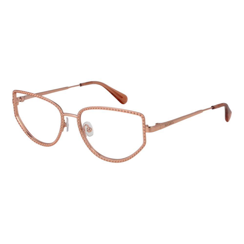 Eyeglasses Frames by Max & Co for women in metal rose-gold features an refined silhouette, showcasing the refined rose-gold coloured frame and sophisticated full-frame frame design.