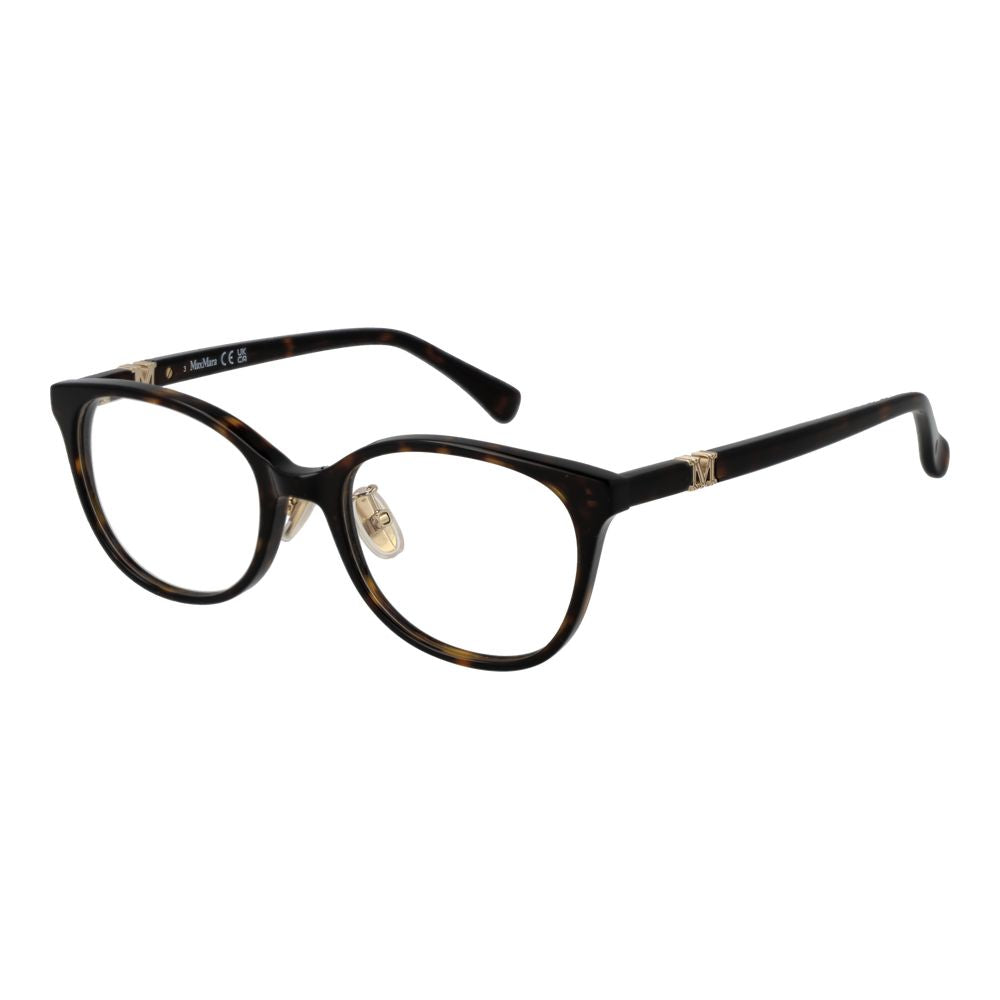Eyeglasses Frames by Max Mara for women in acetate brown features a refined silhouette, showcasing a refined brown coloured frame and full-frame frame design for a sophisticated, premium look.