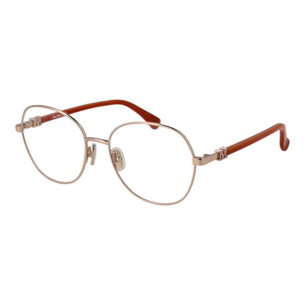 Eyeglasses Frames by Max Mara for women in metal gold features an refined silhouette, showcasing a sophisticated gold coloured frame and refined full-frame frame design for a refined look.