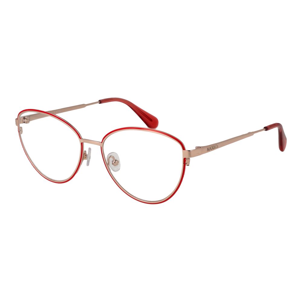 Eyeglasses Frames by Max & Co for women in metal red showcases a reflective silhouette, artfully incorporating a sophisticated red coloured frame with a distinct full-frame frame design.