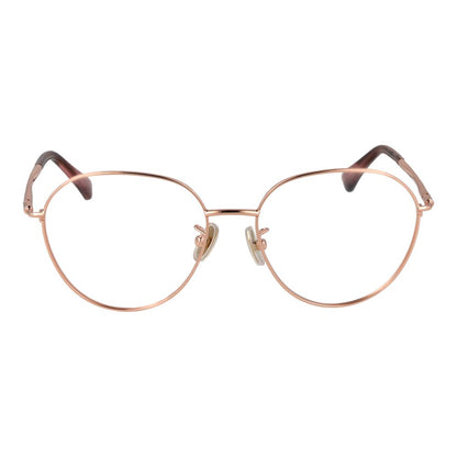 Eyeglasses Frames by Max Mara for women in metal rose-gold showcases a reflective silhouette, artfully incorporating a sophisticated rose-gold coloured frame with a distinct full-frame frame design.