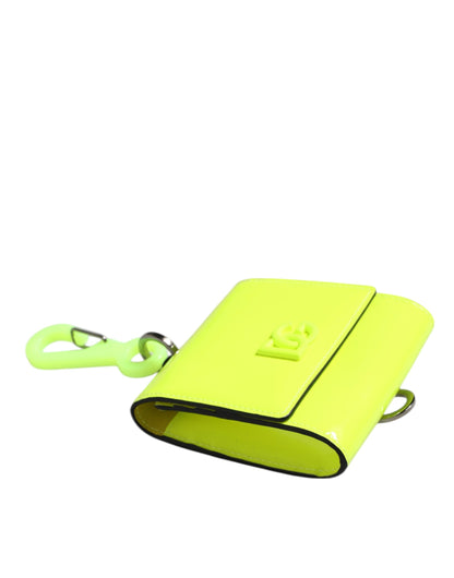 Cardholder Wallet by Dolce & Gabbana for men in calf leather green & yellow showcases a discerning silhouette, artfully capturing the essence of Calf Leather Cardholder Wallet with its functional card-organization bifold.