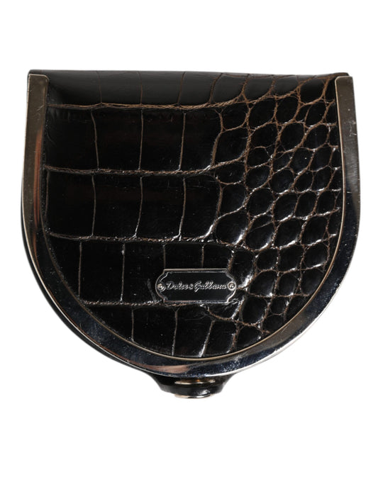 Wallet by Dolce & Gabbana for men in exotic leather black showcases a refined silhouette, artfully capturing the essence of the refined Exotic Leather Wallet design with functional coin-purse.