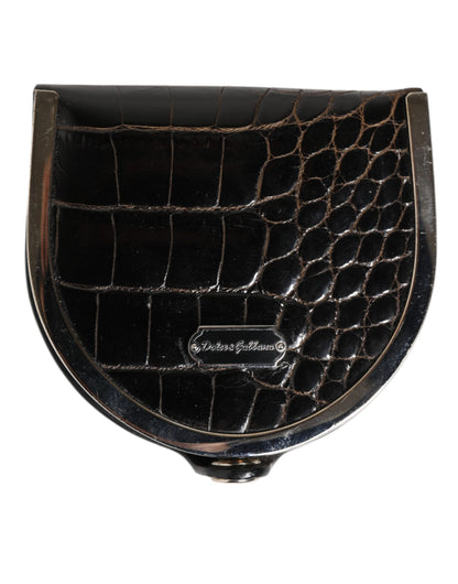 Wallet by Dolce & Gabbana for men in exotic leather black showcases a refined silhouette, artfully detailed with the signature style of the Exotic Leather Wallet and functional coin-purse.