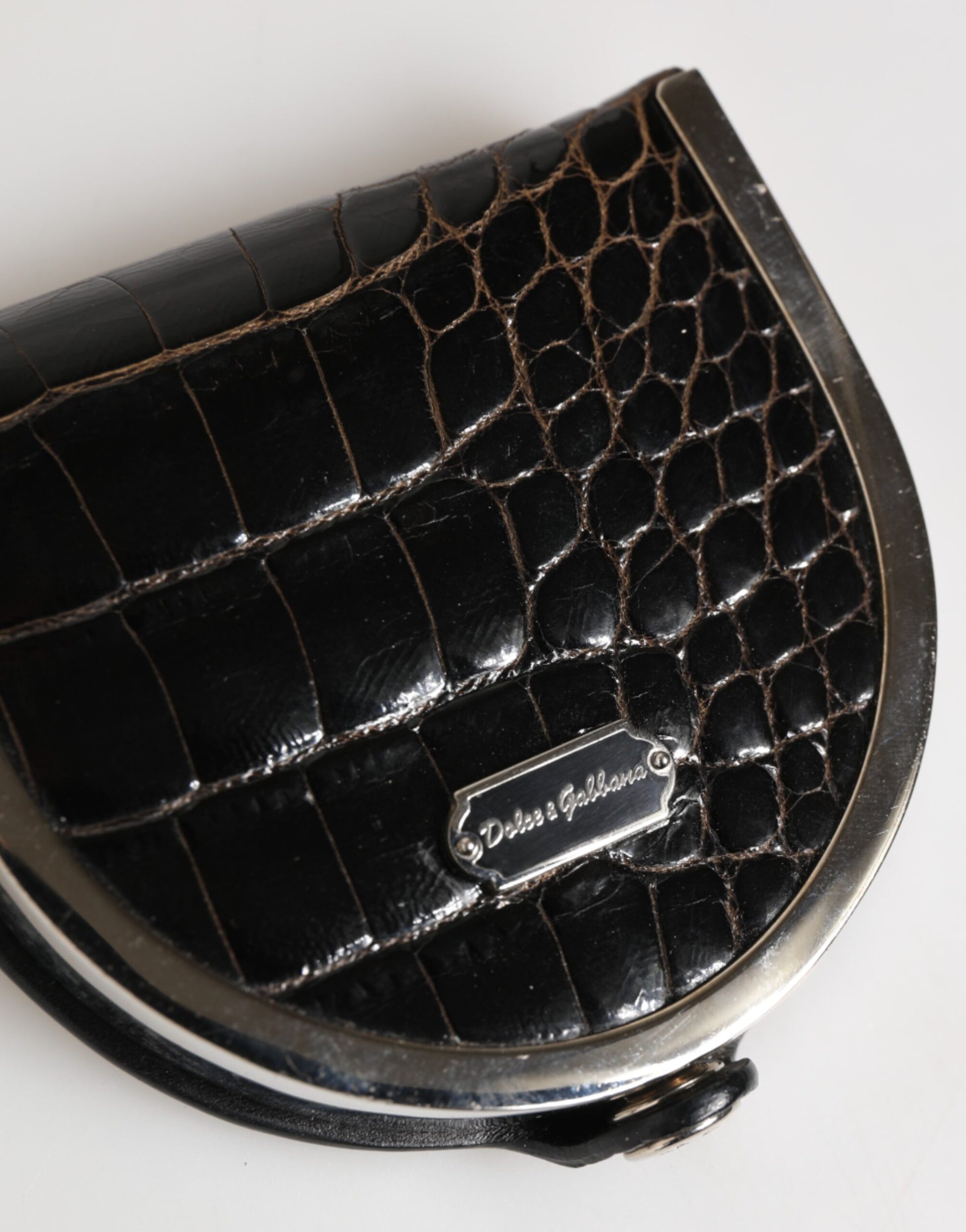 Wallet by Dolce & Gabbana for men in exotic leather black features a streamlined silhouette, showcasing the streamlined Exotic Leather Wallet design with sophisticated coin-purse for a premium look.