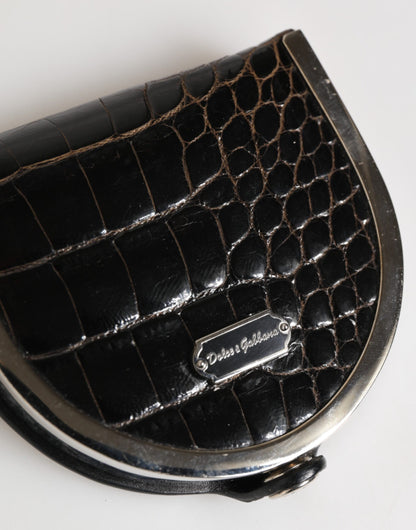 Wallet by Dolce & Gabbana for men in exotic leather black features a streamlined silhouette, showcasing the streamlined Exotic Leather Wallet design with sophisticated coin-purse for a premium look.