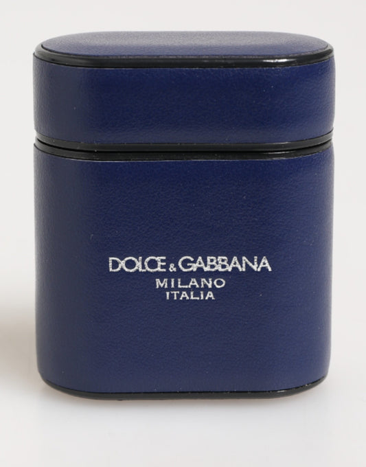 Earbuds Carrying Case by Dolce & Gabbana for unisex in polyester and blue & print showcases a sleek silhouette, elegantly protecting Calfskin Leather Earbuds Carrying Case with a sleek design.