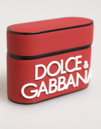 Dolce & Gabbana Polycarbonate PVC Rubber & Silicone Earbuds Carrying Case - Red White