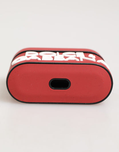 Dolce & Gabbana Polycarbonate PVC Rubber & Silicone Earbuds Carrying Case - Red White