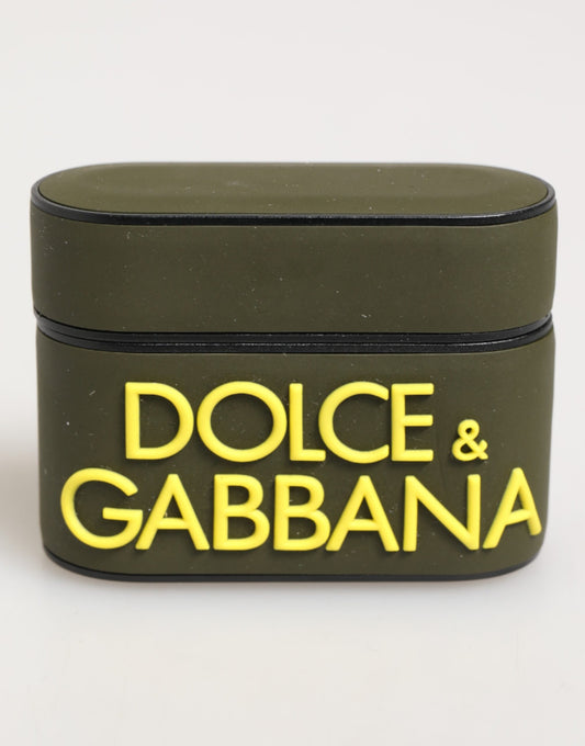 Earbuds Carrying Case by Dolce & Gabbana for unisex in polyester military-green & yellow features a elevated sportive silhouette from the TU Polycarbonate PVC Polyurethane & Rubber Earbuds Carrying Case collection, highlighting a elevated sportive design for a truly sophisticated aesthetic.