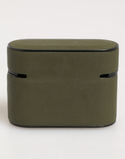 Dolce & Gabbana Army Green Rubber Logo Embossed Accessory  Airpods Case