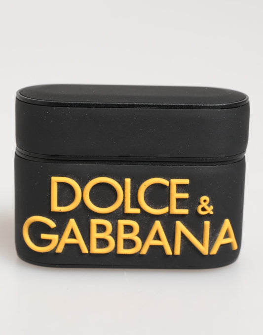 Earbuds Carrying Case by Dolce & Gabbana for unisex in polyester black & yellow features an kinetic silhouette, perfectly capturing the kinetic aesthetic of the TU Polycarbonate PVC Polyurethane & Rubber Earbuds Carrying Case with a sophisticated and kinetic finish.