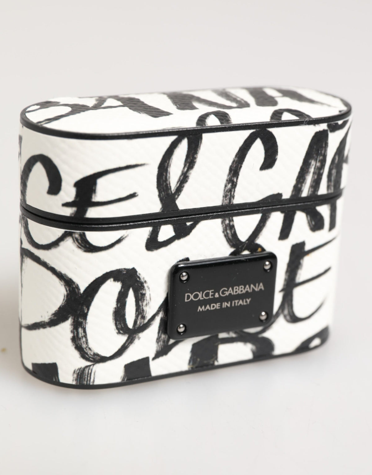 Dolce & Gabbana Leather Earbuds Carrying Case - Black White Monogram Print