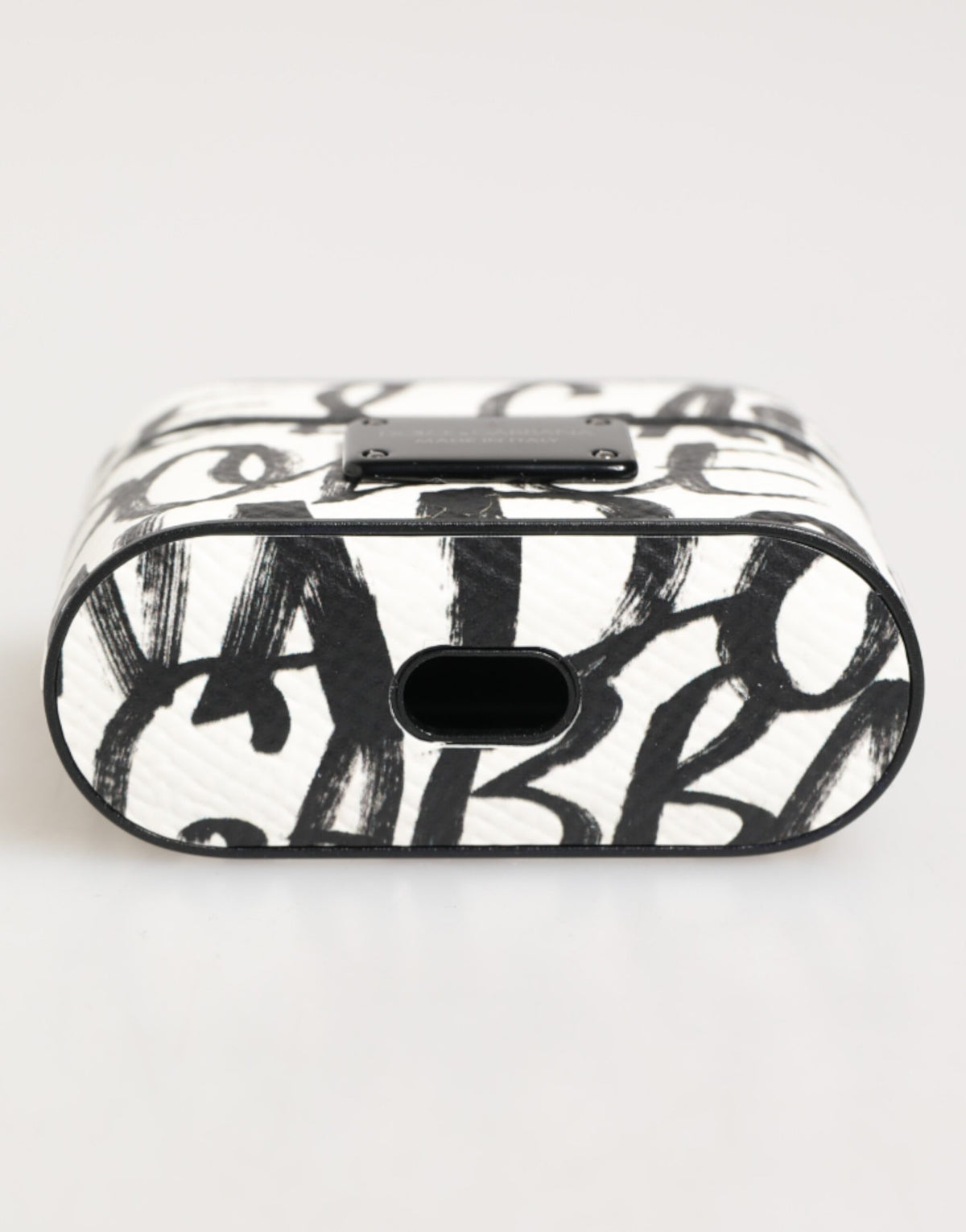 Dolce & Gabbana Leather Earbuds Carrying Case - Black White Monogram Print