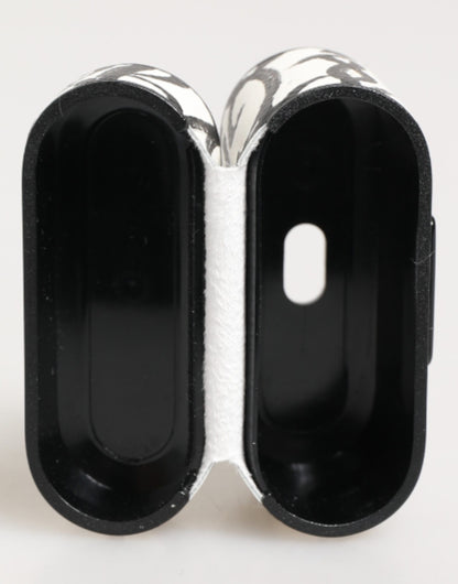Dolce & Gabbana Leather Earbuds Carrying Case - Black White Monogram Print