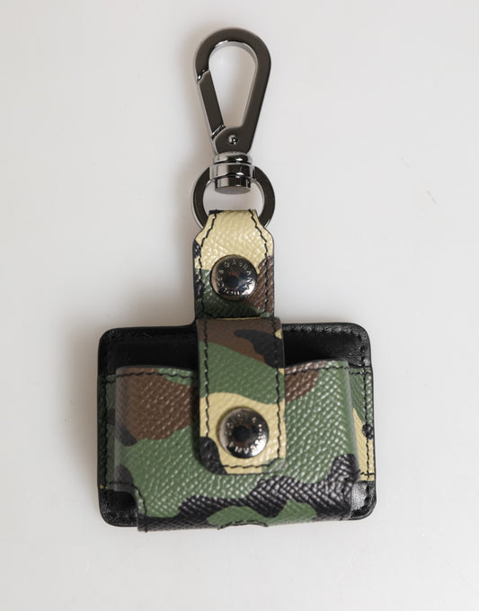 Earbuds Carrying Case by Dolce & Gabbana for men in cotton and multicolor & camouflage showcases a sleek silhouette, elegantly protecting Leather & Metal Earbuds Carrying Case with a sleek design.