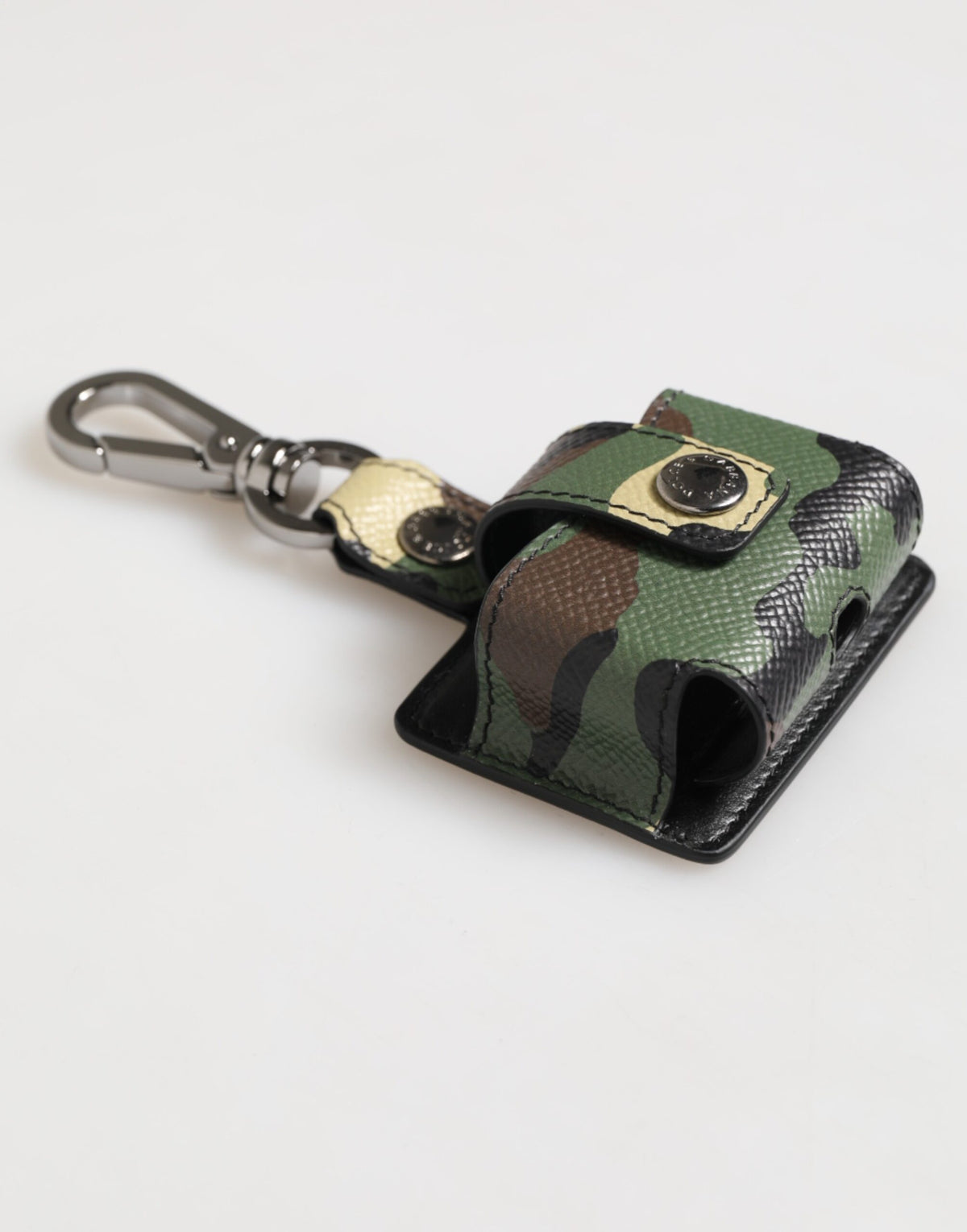Dolce & Gabbana Leather & Metal Earbuds Carrying Case - Multicolor Camouflage