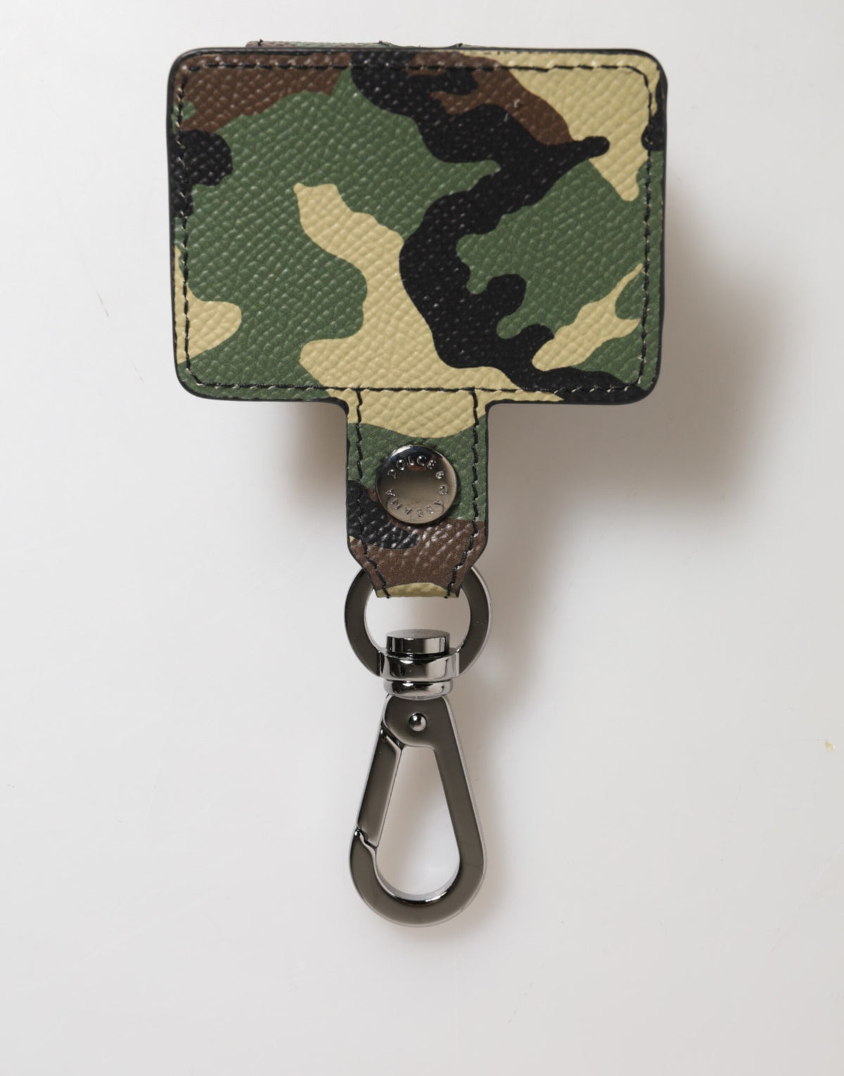 Dolce & Gabbana Leather & Metal Earbuds Carrying Case - Multicolor Camouflage