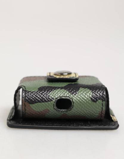 Dolce & Gabbana Leather & Metal Earbuds Carrying Case - Multicolor Camouflage