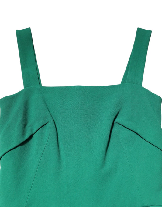 Dress by Dolce & Gabbana for women in acetate rayon silk & spandex dark-green presents a sinuous silhouette, showcasing a sophisticated and sleeveless detailed with a sinuous midi for a refined finish.