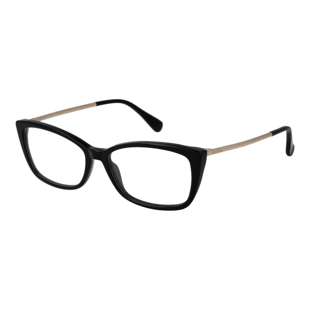 Eyeglasses Frames by Max Mara for women in plastic and black showcases an refined full-frame frame design featuring a sophisticated black coloured frame for an refined and refined aesthetic.