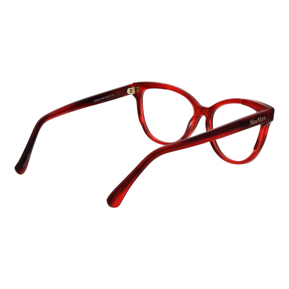 Eyeglasses Frames by Max Mara for women in acetate red features an refined silhouette, showcasing a sophisticated red coloured frame and refined full-frame frame design for a refined look.