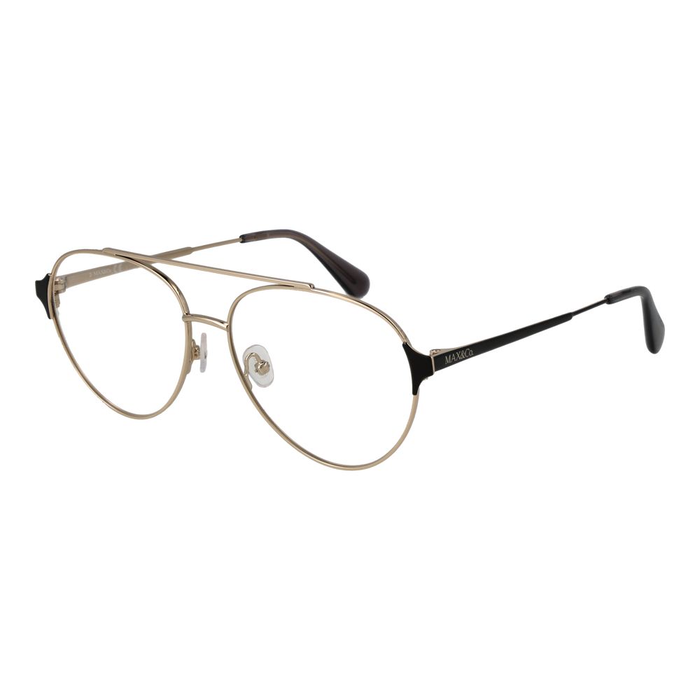 Eyeglasses Frames by Max & Co for women in metal gold features an refined silhouette, showcasing the refined gold coloured frame and sophisticated full-frame frame design.