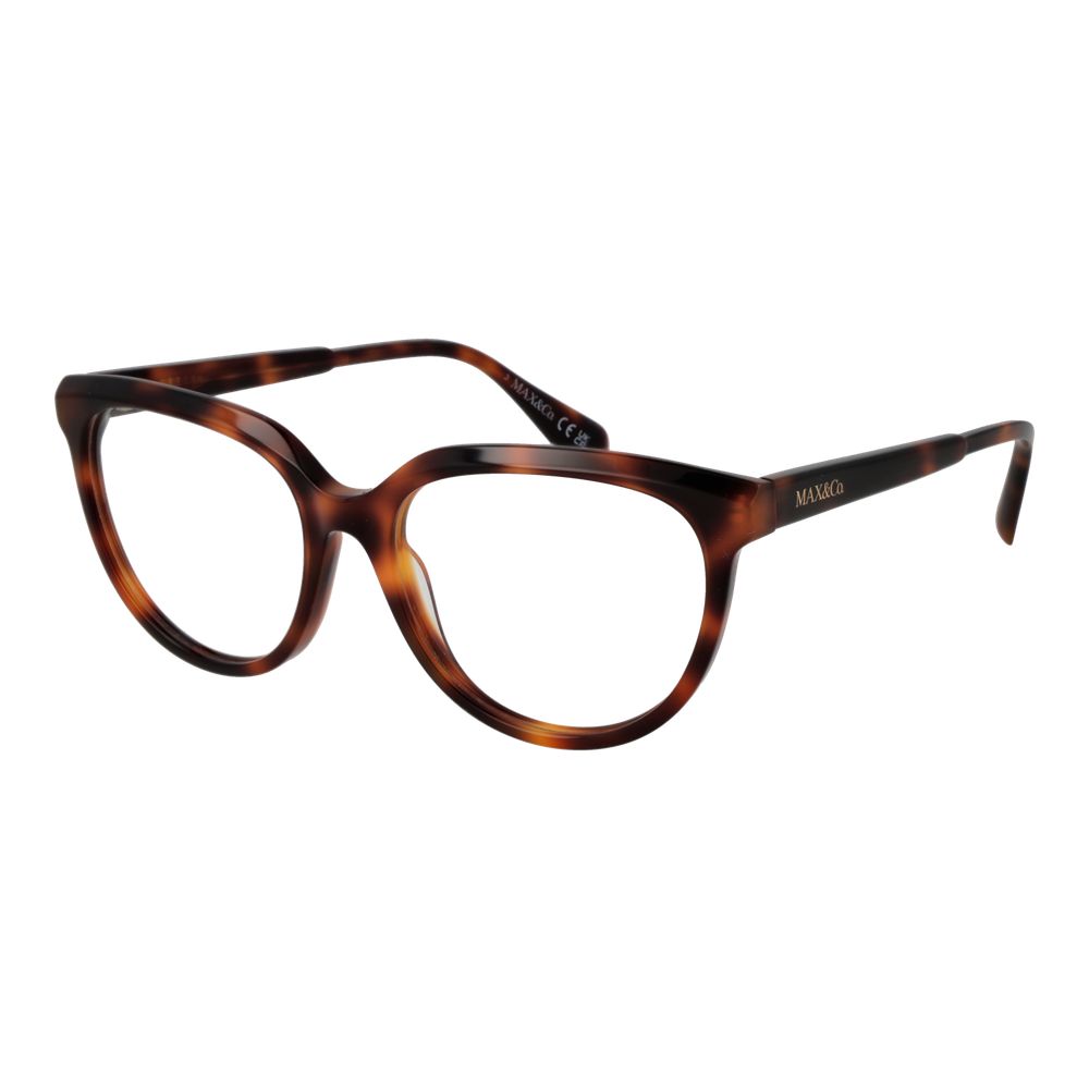 Eyeglasses Frames by Max & Co for women in acetate brown showcases a reflective silhouette, artfully incorporating a sophisticated brown coloured frame with a distinct full-frame frame design.