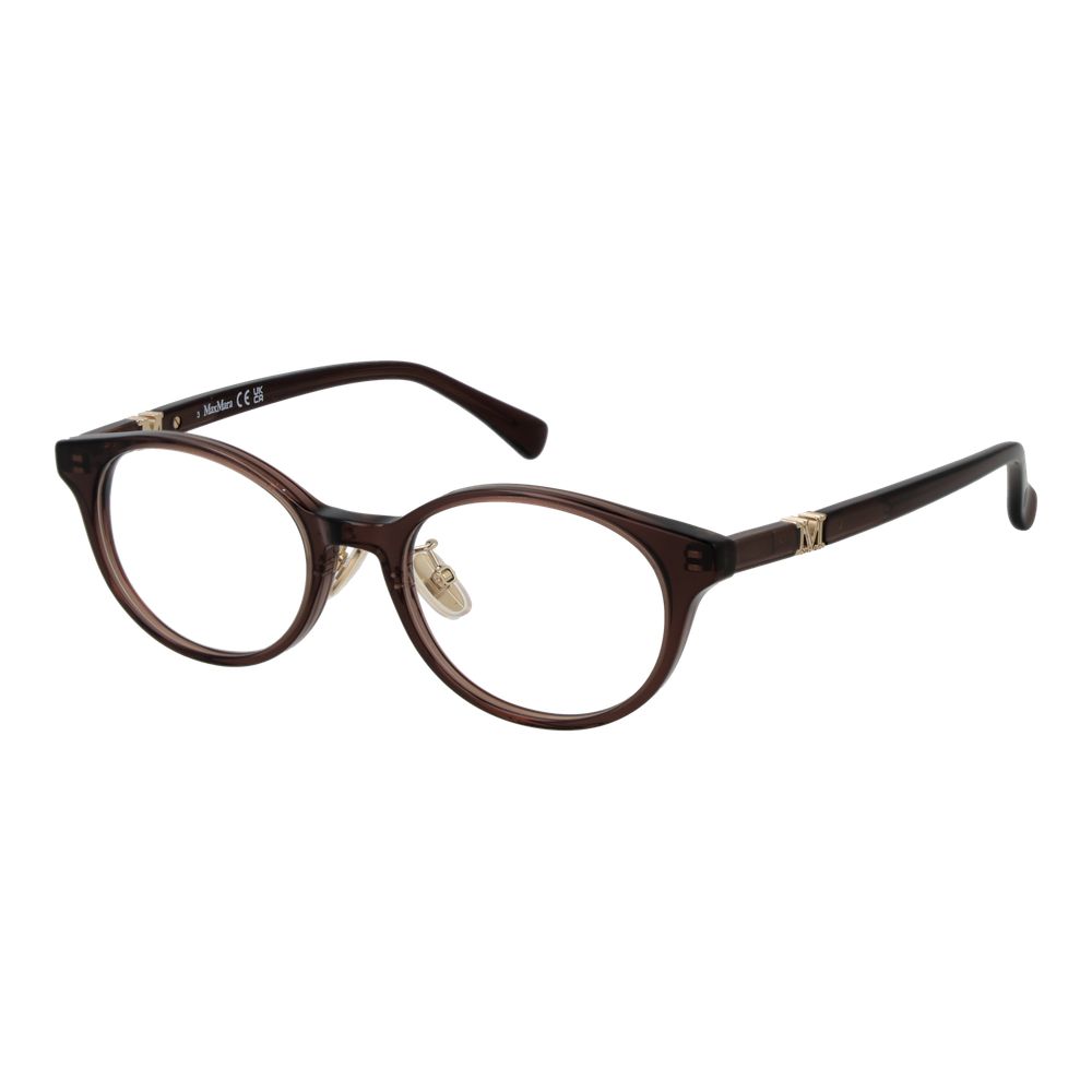 Eyeglasses Frames by Max Mara for women in acetate and brown showcases a refined silhouette, detailed with a brown coloured frame finish and a sophisticated full-frame frame design.