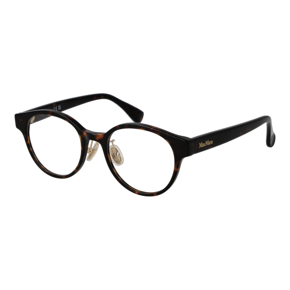 Eyeglasses Frames by Max Mara for women in acetate brown features a refined silhouette, showcasing a refined brown coloured frame and full-frame frame design for a sophisticated, premium look.