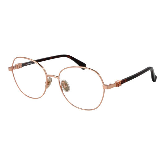 Eyeglasses Frames by Max Mara for women in metal and rose-gold showcases an refined full-frame frame design featuring a sophisticated rose-gold coloured frame for an refined and refined aesthetic.