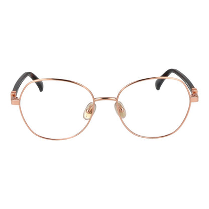 Eyeglasses Frames by Max Mara for women in metal rose-gold showcases a reflective silhouette, artfully incorporating a sophisticated rose-gold coloured frame with a distinct full-frame frame design.