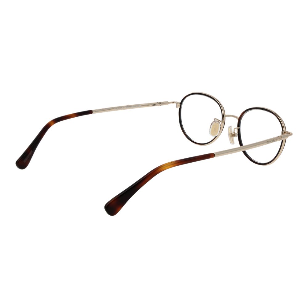 Eyeglasses Frames by Max Mara for women in metal brown showcases a reflective silhouette, artfully incorporating a sophisticated brown coloured frame with a distinct full-frame frame design.