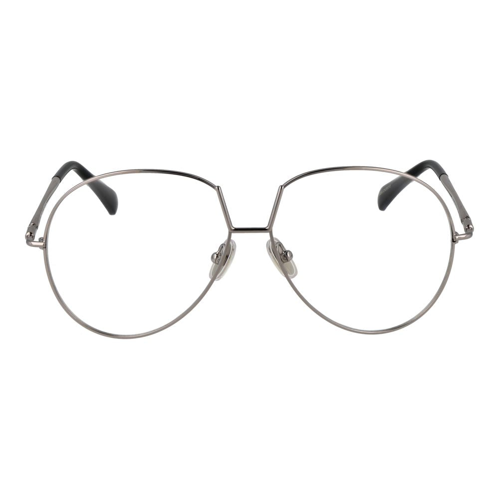Eyeglasses Frames by Max Mara for women in metal silver showcases a reflective silhouette, artfully incorporating a sophisticated silver coloured frame with a distinct full-frame frame design.