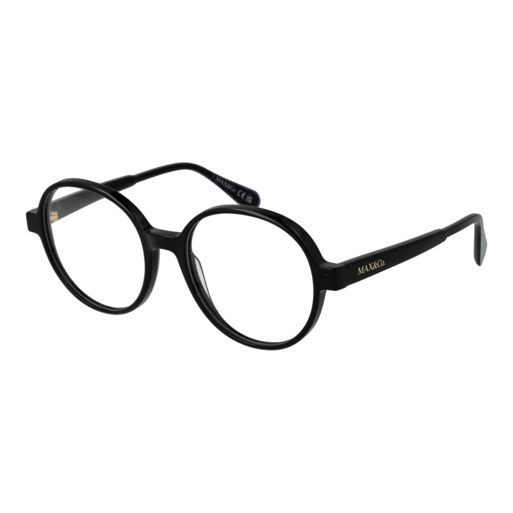 Eyeglasses Frames by Max & Co for women in acetate black features a refined silhouette, showcasing a refined black coloured frame and full-frame frame design for a sophisticated, premium look.