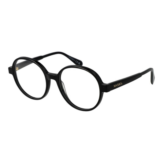 Eyeglasses Frames by Max & Co for women in acetate black features a refined silhouette, showcasing a refined black coloured frame and full-frame frame design for a sophisticated, premium look.