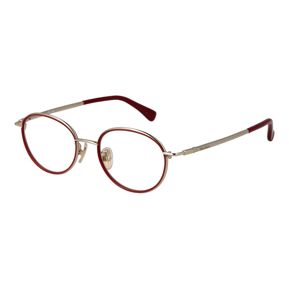 Eyeglasses Frames by Max Mara for women in metal and red showcases an refined full-frame frame design featuring a sophisticated red coloured frame for an refined and refined aesthetic.