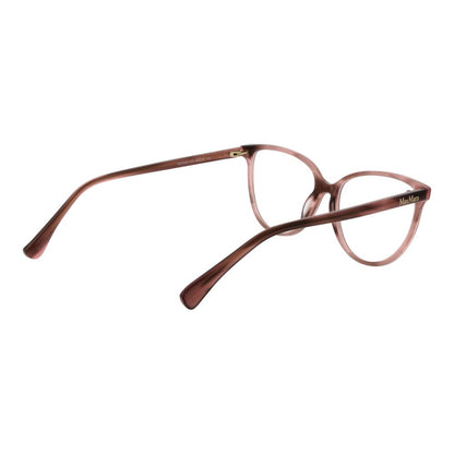 Eyeglasses Frames by Max Mara for women in acetate and pink showcases a refined silhouette, detailed with a rose coloured frame finish and a sophisticated full-frame frame design.