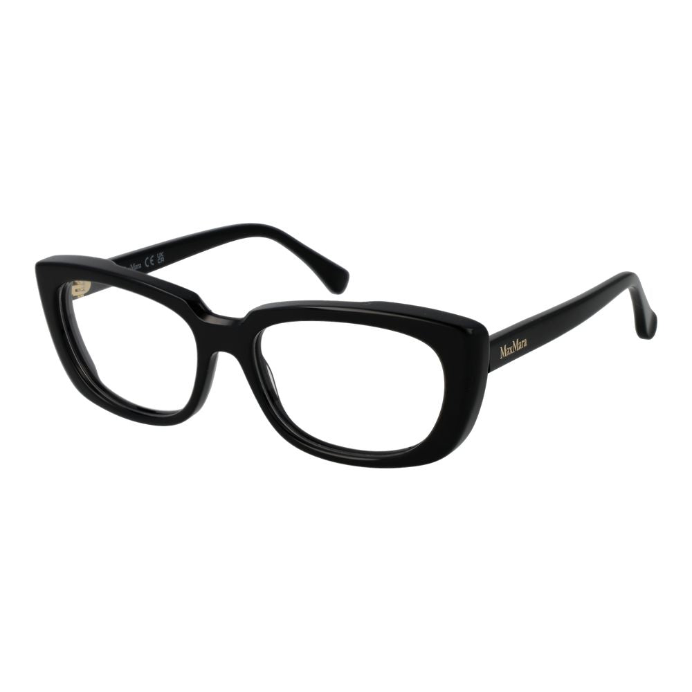 Eyeglasses Frames by Max Mara for women in acetate black features an refined silhouette, showcasing the refined black coloured frame and sophisticated full-frame frame design.