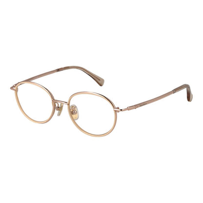 Eyeglasses Frames by Max Mara for women in metal rose-gold showcases a reflective silhouette, artfully incorporating a sophisticated rose-gold coloured frame with a distinct full-frame frame design.