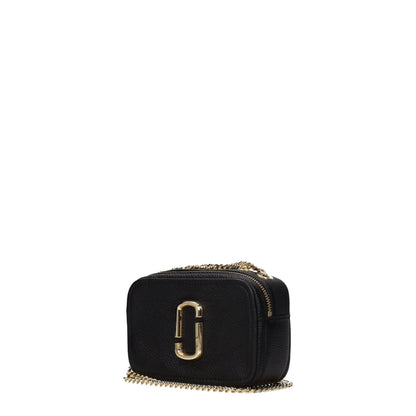 Small Crossbody Handbag by Marc Jacobs for women in leather black & gold features a multifaceted silhouette, showcasing a secure zipper and multifaceted external-pockets with versatile crossbody-strap, shoulder-strap & handle for multifaceted style.