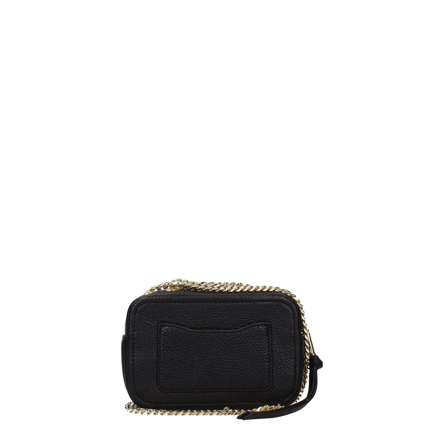 Small Crossbody Handbag by Marc Jacobs for women in leather black & gold features a transformative elegance silhouette, showcasing a secure zipper, organized external-pockets, and versatile crossbody-strap, shoulder-strap & handle for a transformative elegance look.