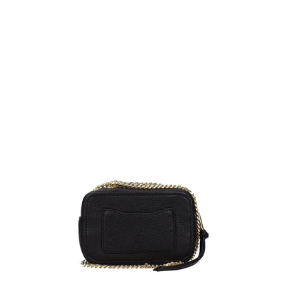 Small Crossbody Handbag by Marc Jacobs for women in leather black & gold features a transformative elegance silhouette, showcasing a secure zipper, organized external-pockets, and versatile crossbody-strap, shoulder-strap & handle for a transformative elegance look.