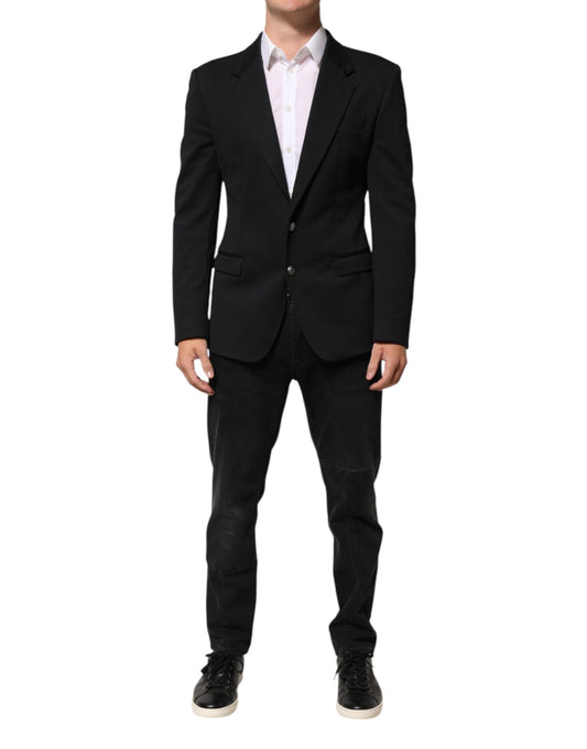 Blazer by Dolce & Gabbana for men in cotton polyester & nylon dark-blue features an stylish silhouette, showcasing a sophisticated single-breasted neckline and stylish for a truly stylish finish.