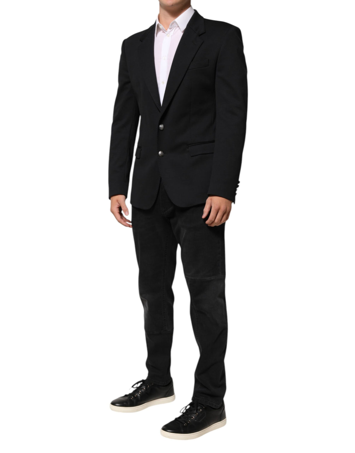 Dolce & Gabbana Men's Single Breasted Cotton Polyester & Nylon Blazer - Dark Blue