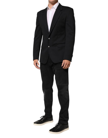 Dolce & Gabbana Men's Single Breasted Cotton Polyester & Nylon Blazer - Dark Blue