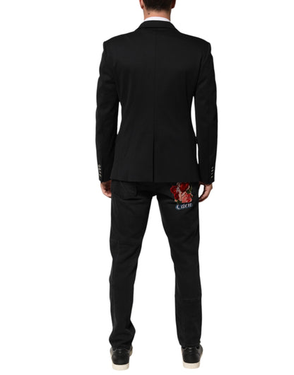 Dolce & Gabbana Men's Single Breasted Cotton Polyester & Nylon Blazer - Dark Blue